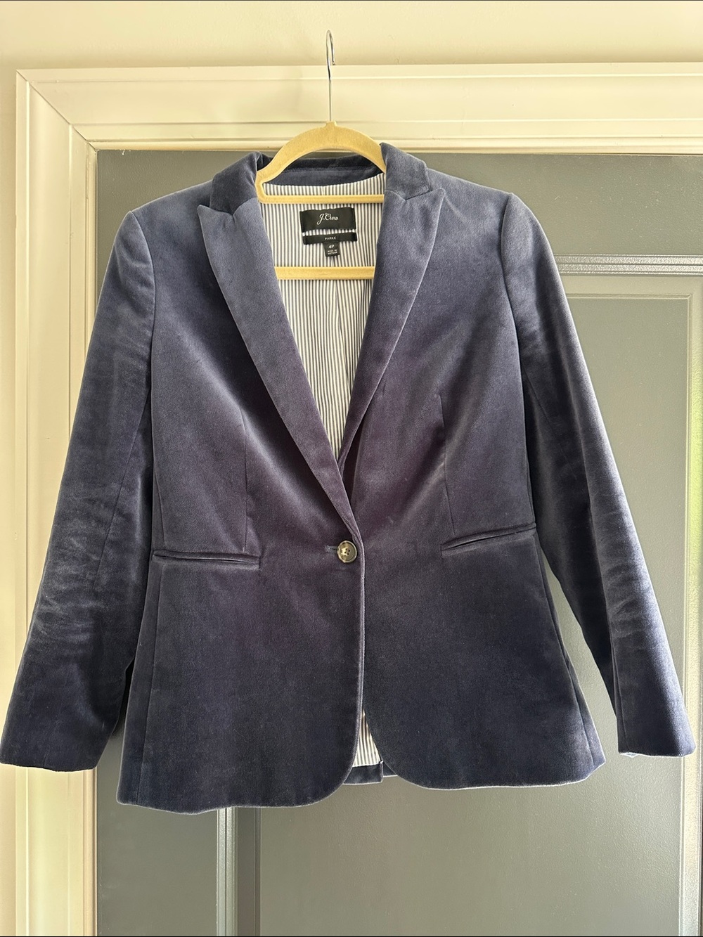 J. Crew Velvet Single-Button Blazer - Deep Blue
